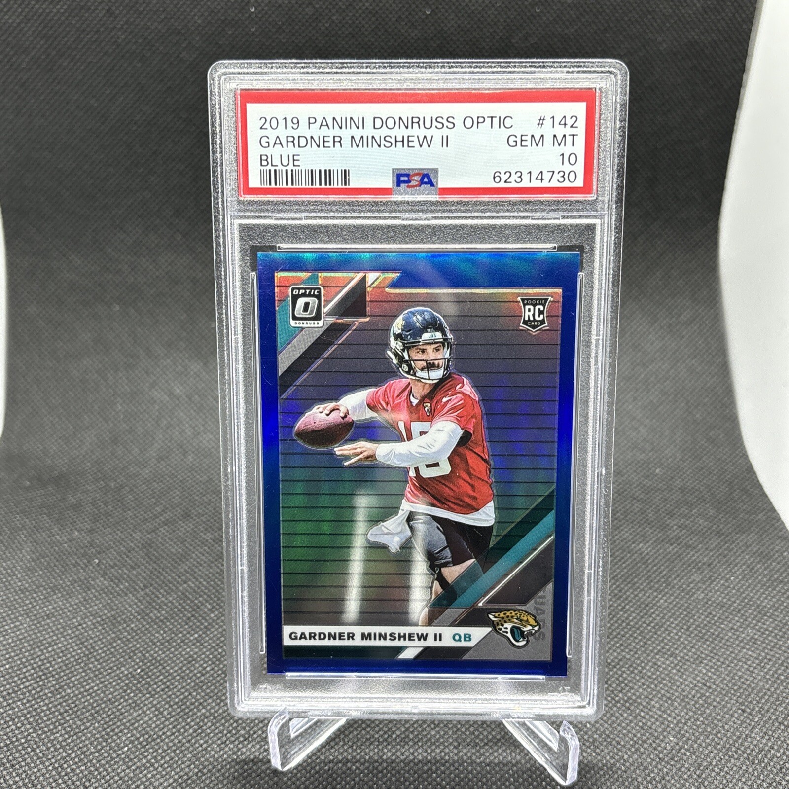 2019 Gardner Minshew II Donruss Optic Blue Prizm /150 RC PSA 10