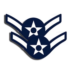 AIR FORCE Rank Airman Sticker - Military Dye Cut Decal - 2 Pack 5" wide Adhesive