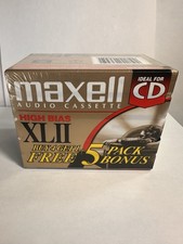 Maxell High Bias XLII 90 Audio Cassette Tapes 5 Pack 90 Minutes / New Sealed