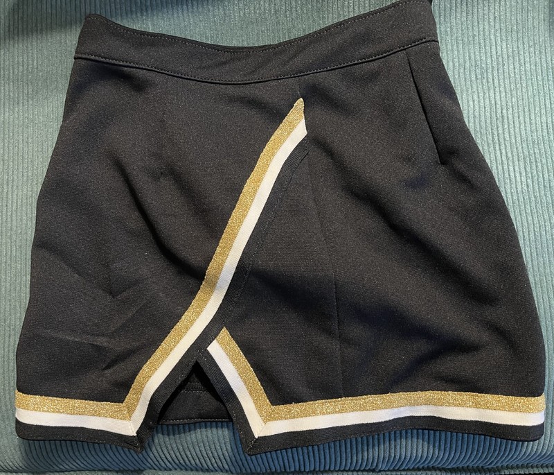 Girls Black/White/Gold CHEERLEADER OUTFIT SKIRT Youth Small size by CS Designs