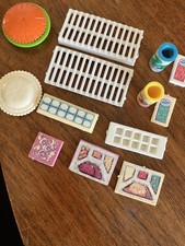 Vtg 1970s Barbie Dream House Kitchen Accessories Lot Food tv dinner pie shelf