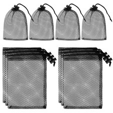 10Pcs 6x4 inch Small Black Drawstring Mesh Bags Mini Nylon Net Bags