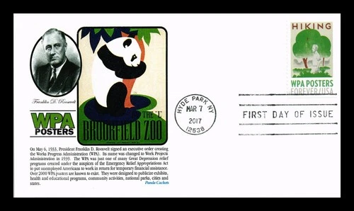 US COVER WPA POSTERS HIKING FIRST DAY ISSUE PANDA CACHET