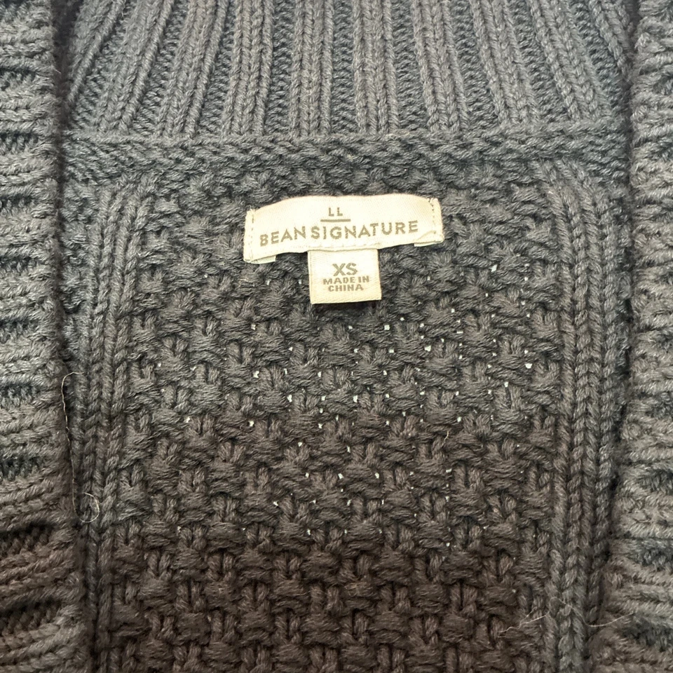 Cárdigan suéter tejido con cable LL Bean Signature algodón premium para mujer XS negro Foto 4 de 4