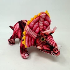 Fiesta Triceratops Plush Stuffed Animal Pink Dinosaur Prehistoric Soft 9"