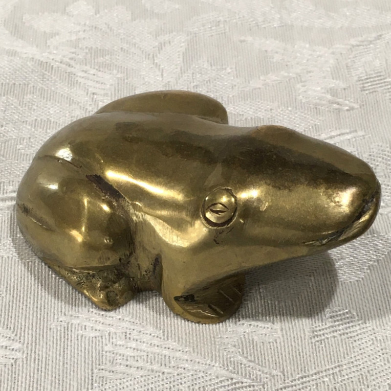 Vintage Brass Frog Figurine Desk  Shelf Decor Cottagecore farmhouse