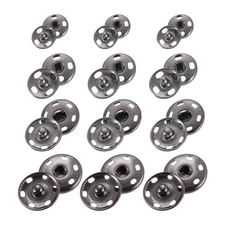 55 Sets Sewing Snap Buttons, Press Buttons Snap Fasteners 4 Sizes, Iron Grey