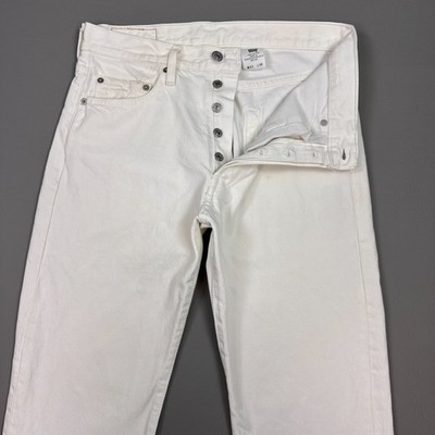 Vintage Levis 501 Jeans Mens 31x30 White Y2K Denim Pants Button Fly Painter Work