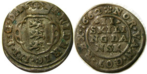 elf Denmark 2 Skilling 1662  Silver