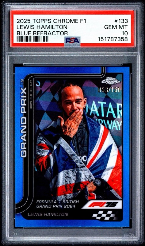 2025 Topps Chrome F1 Lewis Hamilton Blue Refractor /150 PSA 10 #133