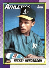 Rickey Henderson 1990 Topps #450 Oakland Athletics FREE SHIPPING AutographDen