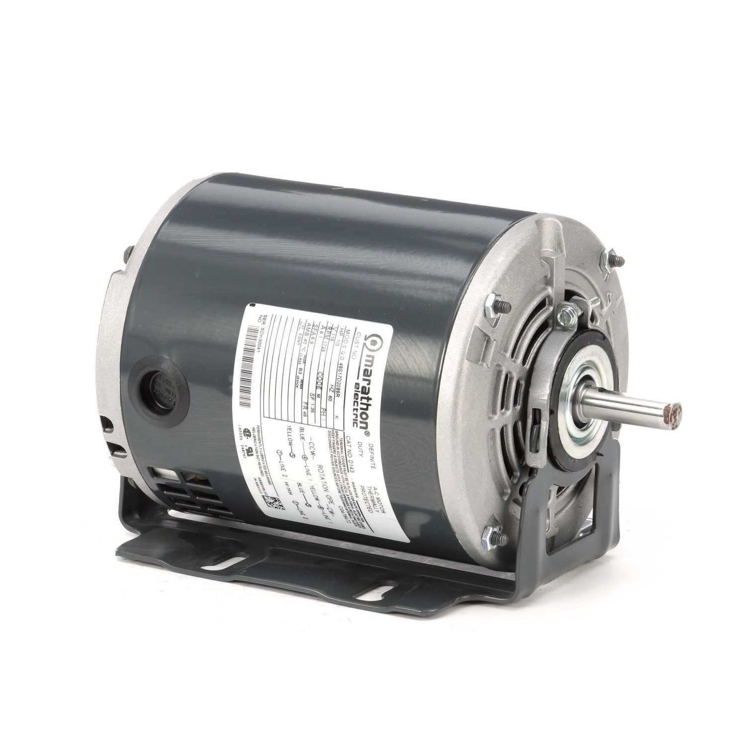 Marathon D143 Electric Motor 1/3 HP 1725 Rpm 1PH 115 Volt 48 Frame 048S17D2086