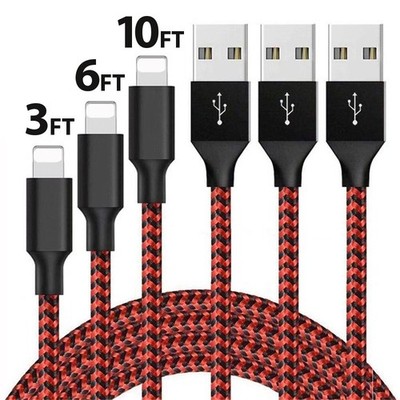 Braided Fast Charger Cable Heavy Duty USB Lot Cord For iPhone 14 13 12 11 X XR 8