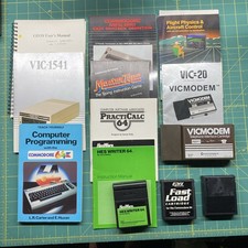 Commodore 64 LOT Vintage C64 Epyx Fast Load Cartridge, VICMODEM, Manuals