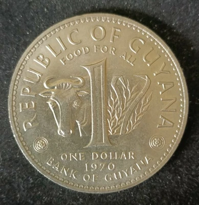 [0812] Guyana 1 Dollar Coin dated 1970 in Copper Nickel KM#36 - Image 1 of 2