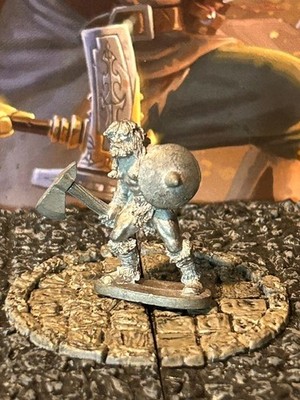 Human Barbarian Axe & Shield unpainted Vintage Miniature D&D Dungeons Dragons