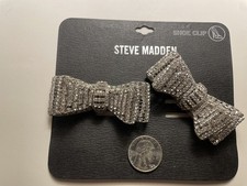 Steve Madden Double Bow Rhinestone Shoe Clips NEW