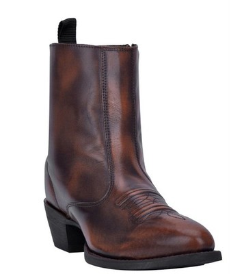 Laredo 62074 Fletcher Round Toe Western Cowboy Zip Boot Brown Men's Size 9 EW