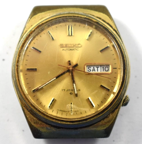 Vintage Seiko Automatic 17J Day Date Calendar 6309-8159 Wrist Watch Runs lot.qz