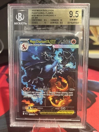 Mega Charizard X Ex 125/094 SIR Phantasmal Flames Beckett 9.5 Gem Mint