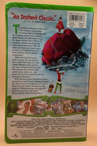 How the Grinch Stole Christmas VHS 2001 Jim Carrey Clamshell Acceptable-Good - 第 2/3 張圖片
