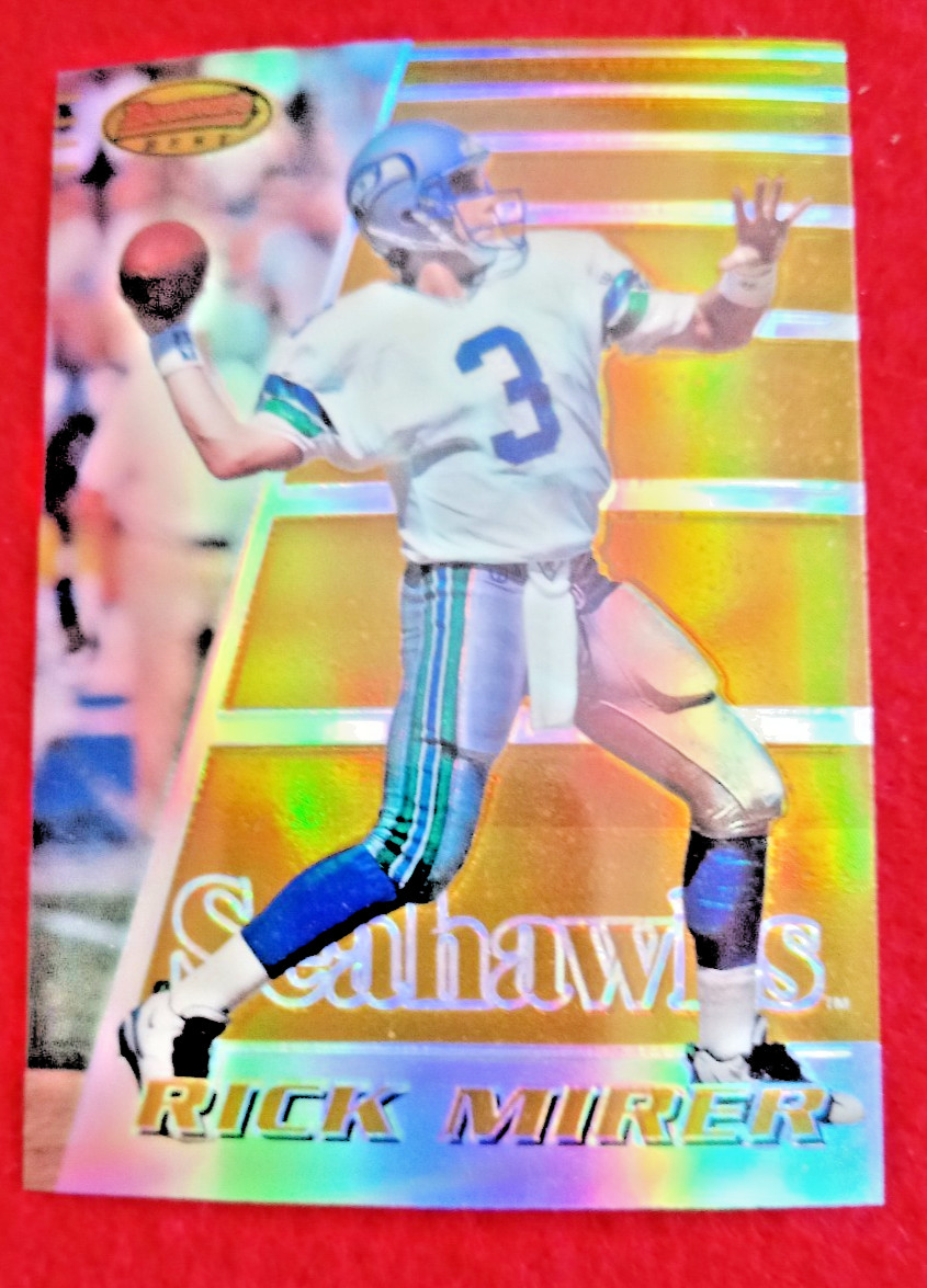1996 BOWMANS BEST  Football Card #14 REFRACTOR  RICK MIRER Seahawks         Mint