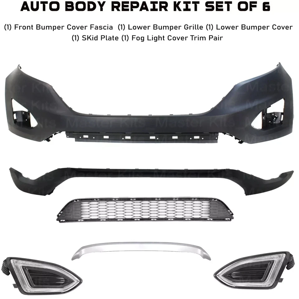 Front Bumper Cover Fascia & Fog Light Pair For 2015-2018 Ford Edge Foto 2 de 4