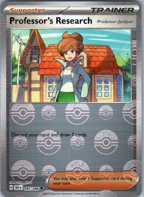 Pokémon Card Professor's Research 085/086 Poke Ball Holo Black Bolt - Near Mint