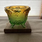 Carnival Glass, Amber Indiana Harvest Grape, 4" Round Footed Bowl, Vintage