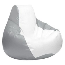 30" H x 38" W x 38" D White/Medium Gray Large Teardrop Bean Bag Chair