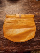 Vintage Tan Brown Unbranded Leather Clutch Hinge Magnet Handbag Purse 12x10
