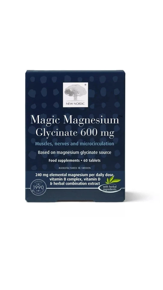New Nordic Magic Magnesium Glycinate 600mg - 60 Tablets Brand New Long Expiry