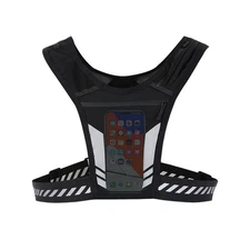 Reflective Light Up Safety Running Vest Phone Holder For Biking Walking At Night