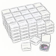 100 Pieces Square Mini Clear Plastic Storage Containers Box Case with Lids fo...