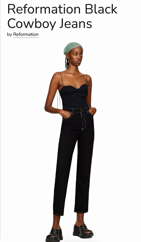 Reformation Cowboy Jeans High Rise Straight Jeans Black/Blue Stitching  SZ.29