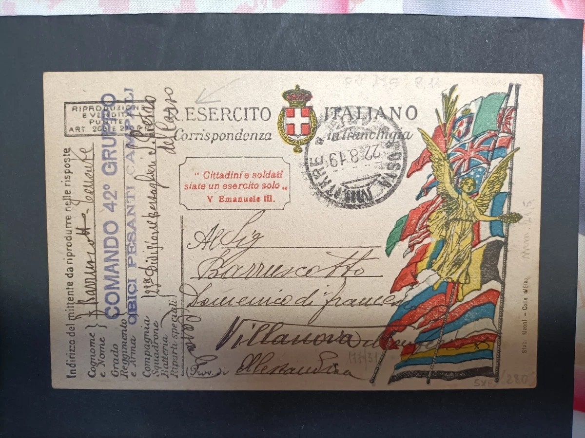 BIGLIETTO POSTALE PER le forze armate 1943 DA POSTA MILITARE N.52 PER