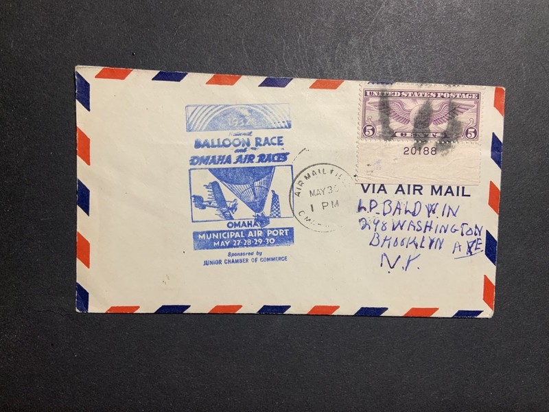 1932 cover National Balloon Race Omaha Air Races Municipal Airport Omaha cancel