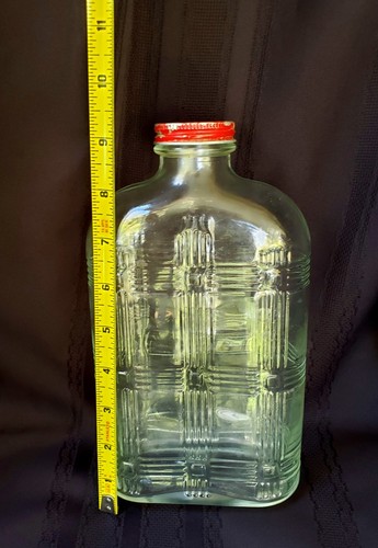 Depression Era Hazel Atlas Criss Cross Refrigerator Glass Water Bottle w/ lid - Picture 5 of 6