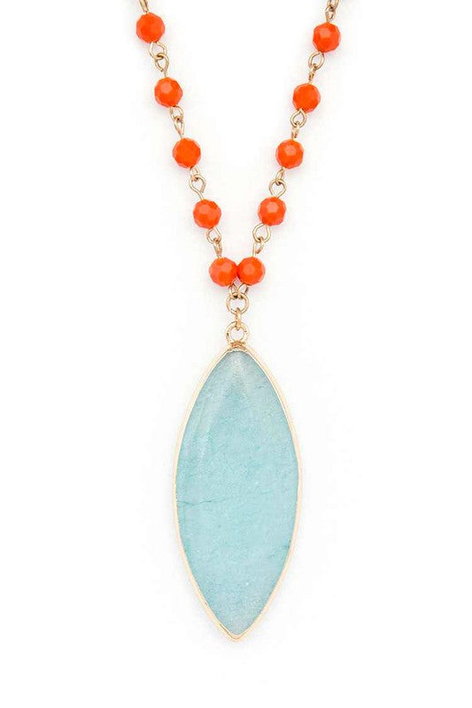 Beads & Precious Stone Pendant Necklace