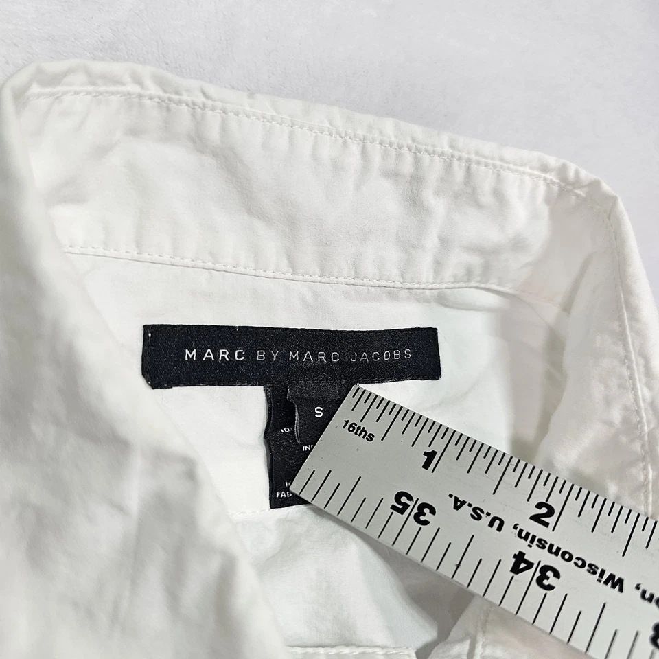 Marc by Marc Jacobs 纽扣衬衫男式小号打褶 100% 棉长袖 — 第 4/4 张图片