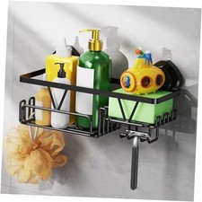 Suction Cup Shower Caddy for Bathroom - No Drill Black/1pc with soap holder