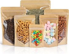 100 PCS Stand Up Pouches,5.5" x 7.9" Paper Bags With Window Clear Front Pouch...