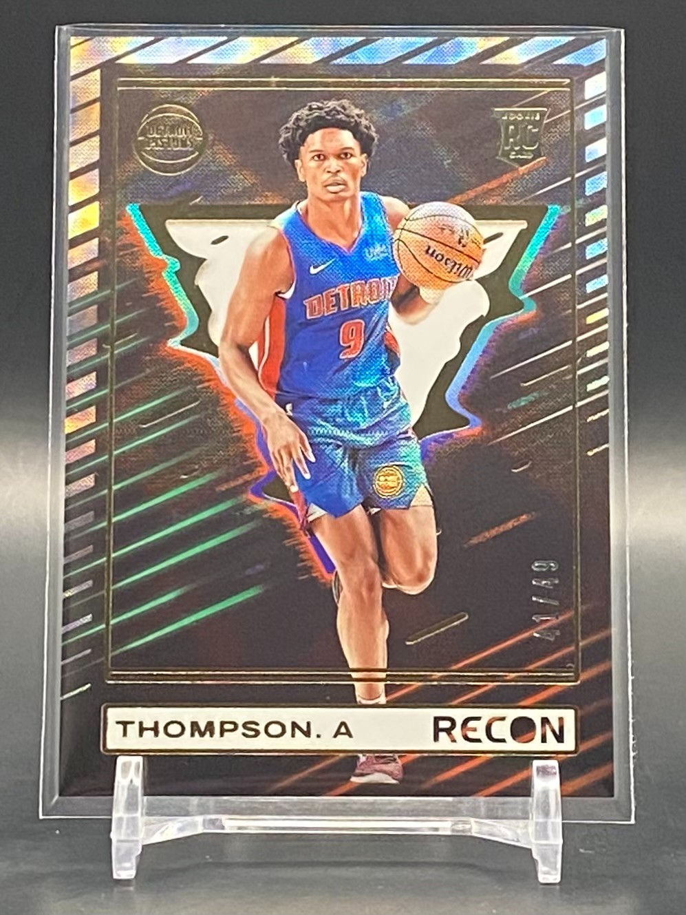 Ausar Thompson Rookie Effect Holo #/49 2023-24 Panini Recon Pistons RC #242