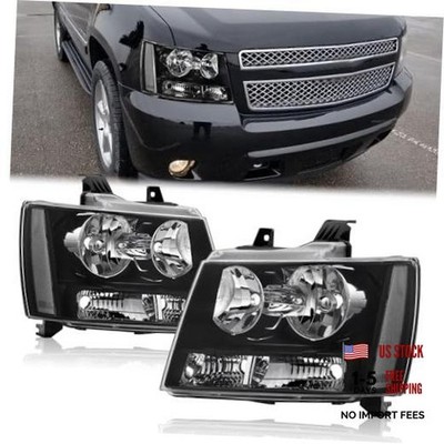 Headlights Assembly for 2007-2014 Chevy Tahoe Suburban 1500, 07 Black,Chrome