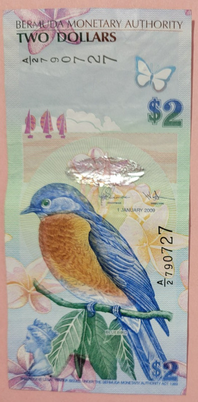BERMUDA $2 BANKNOTE, OLD STYLE with Queen Elizibeth,  Combined Shipping Given.