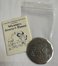 Wendell August Forge Vintage 1994 Aluminum Christmas Ornament Child Manger Scene