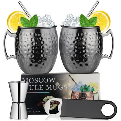 2 Stück Moscow Mule Becher Set, 18Oz Handgemacht Cocktail Tasse for Kaltes Ge...