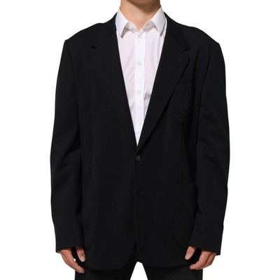 DOLCE & GABBANA Blazer Schwarz Viskose 2 Knöpfe Anzugjacke IT60/US50/3XL 1440usd