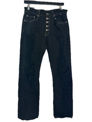 Carmar Black Button Fly Distressed Jeans Sz 27 Grunge Skater Goth Pants Holes
