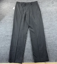 JF J Ferrar Pants Mens 34x32 Black Modern Fit Dress Slacks Flat Front Office New